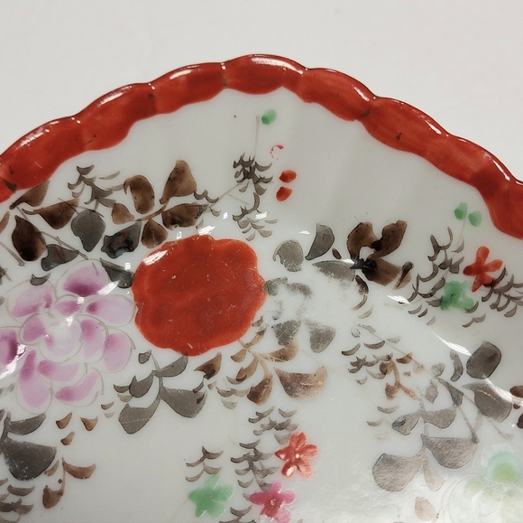 Vintage Japan Scalloped Hand Painted Square Floral Bowl Candy Trinket Dish 5" - Picture 6 of 13